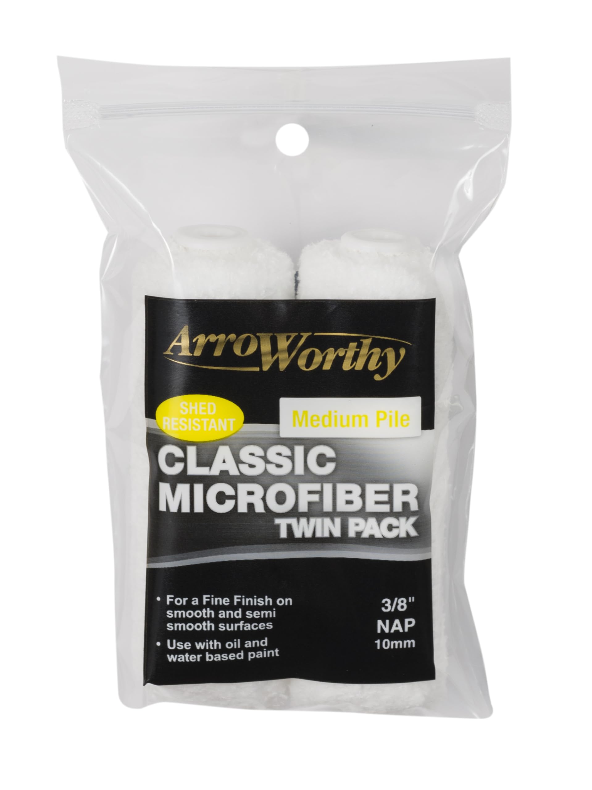 Arroworthy Unisex Classic Microfiber 4 Inch Mini Roller Sleeve 2 Pack-Medium Pile