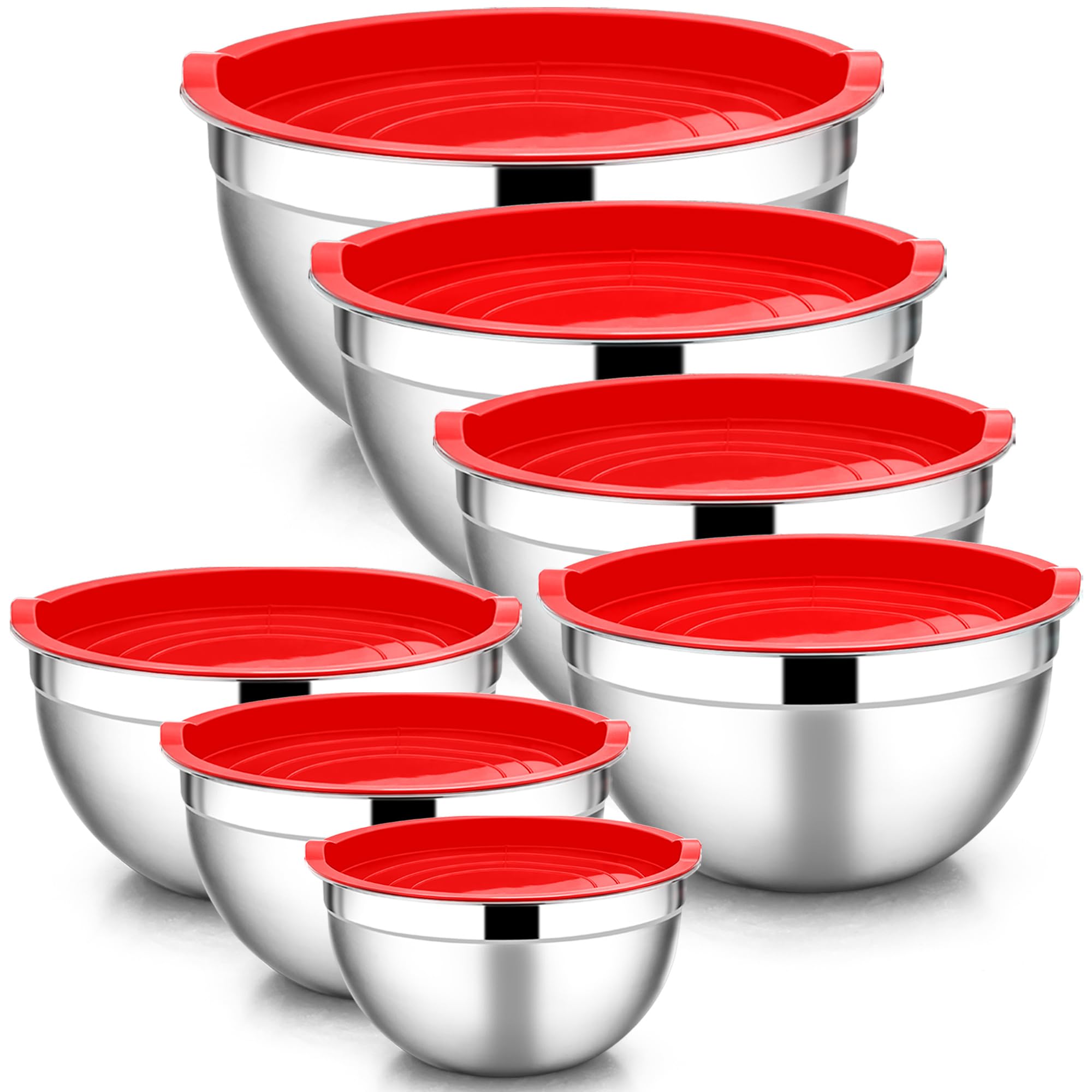 HaWare Edelstahl Rührschüsseln Set – 3 Schüsseln Mit Luftdichten Deckeln (4,6, 3, 1,5 L) Stapelbar