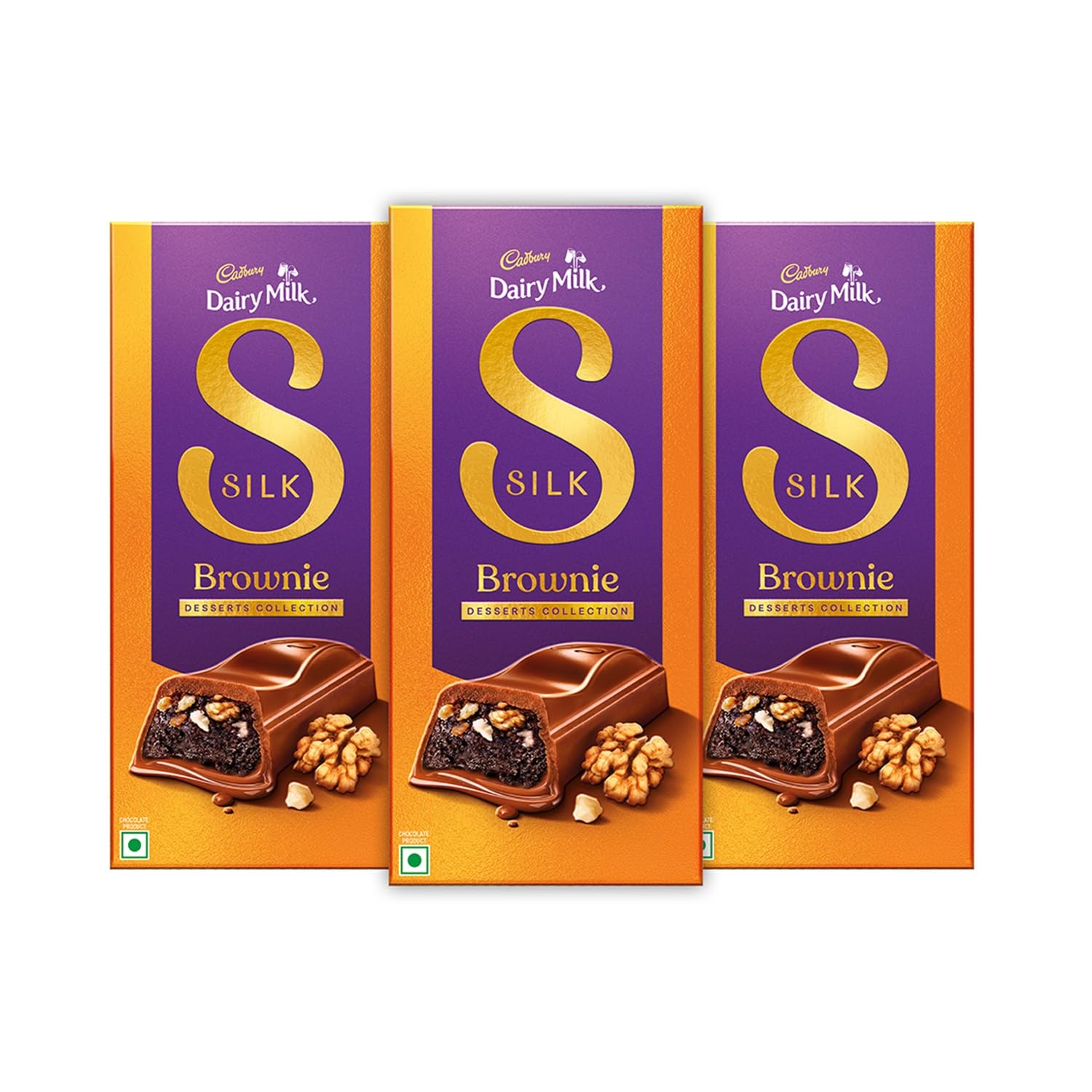Cadbury Dairy Milk Silk Desserts Walnut Brownie Chocolate Bar, 70 g (Pack of 3)