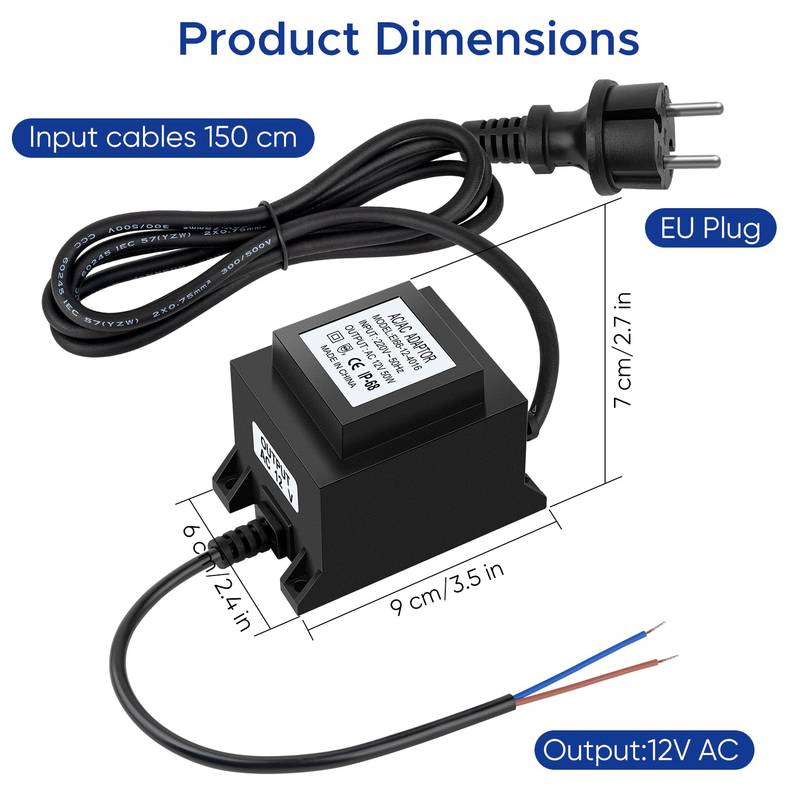 IP68 Impermeabile Trasformatore 220 12V Alimentatore LED AC/AC 50W per Illuminazione LED e Pompe per Laghetto