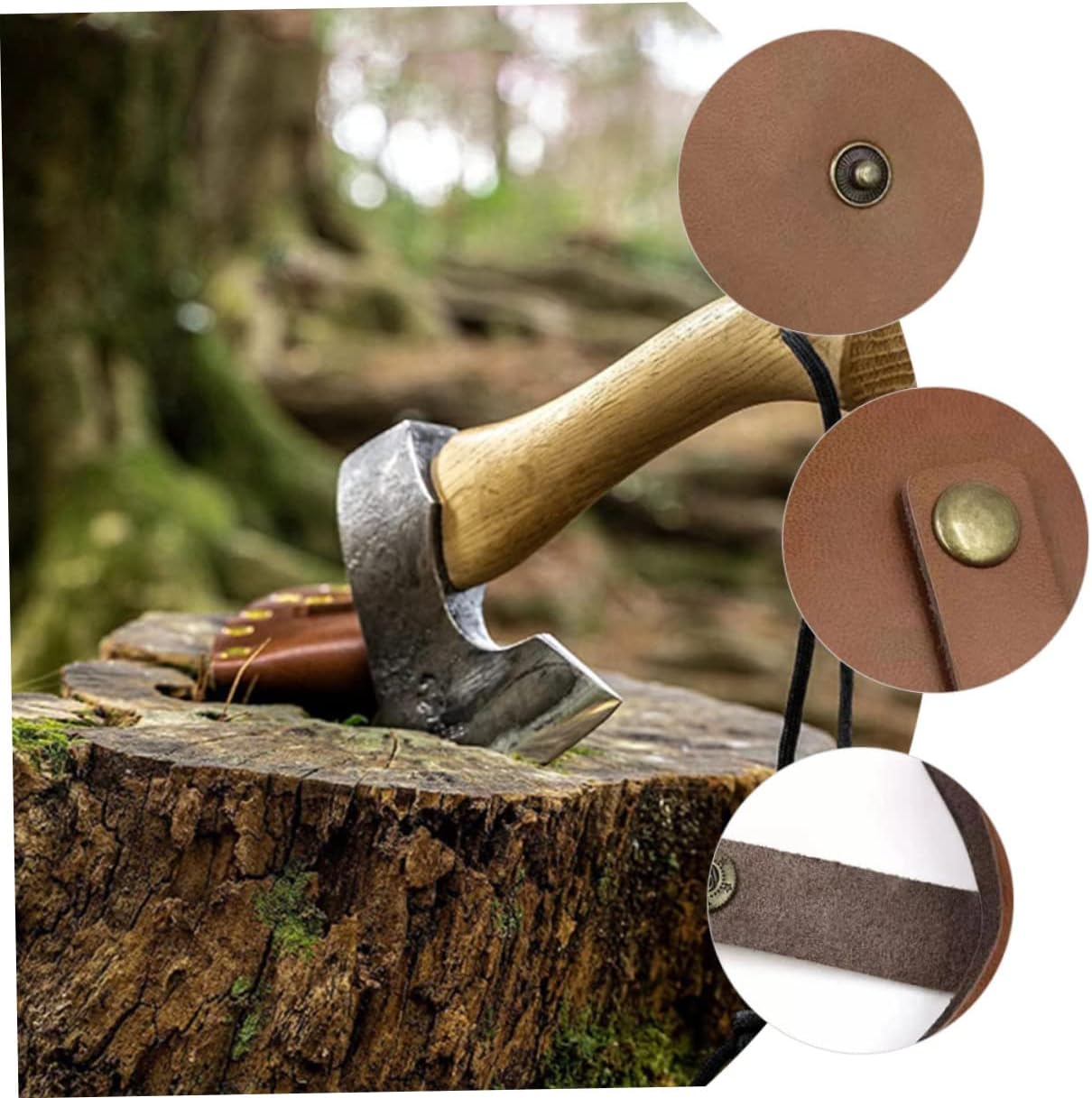 Leather Camping Hatchet Protector with Durable Cover Sleeve Handmade Cowhide Axe Head Sheath Easy to Install for Outdoor and Hiking Use