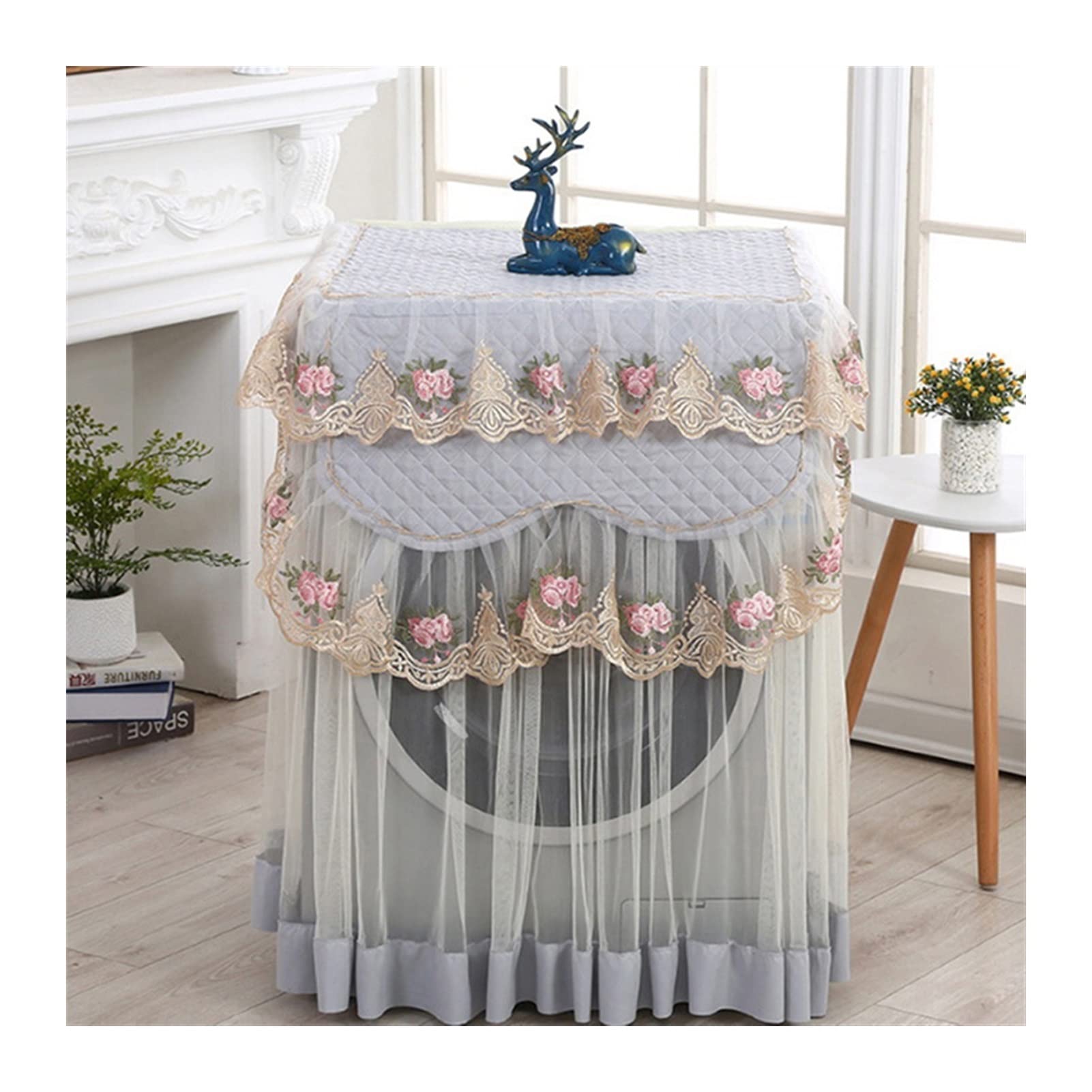 Cubierta de Polvo Encaje con volantes Lavadora floral cubierta de polvo Protección Frente Durable Duradero Suave Caja de encaje A prueba de lavado Polvo protector Funda de Lavadora ( Color : Purple )