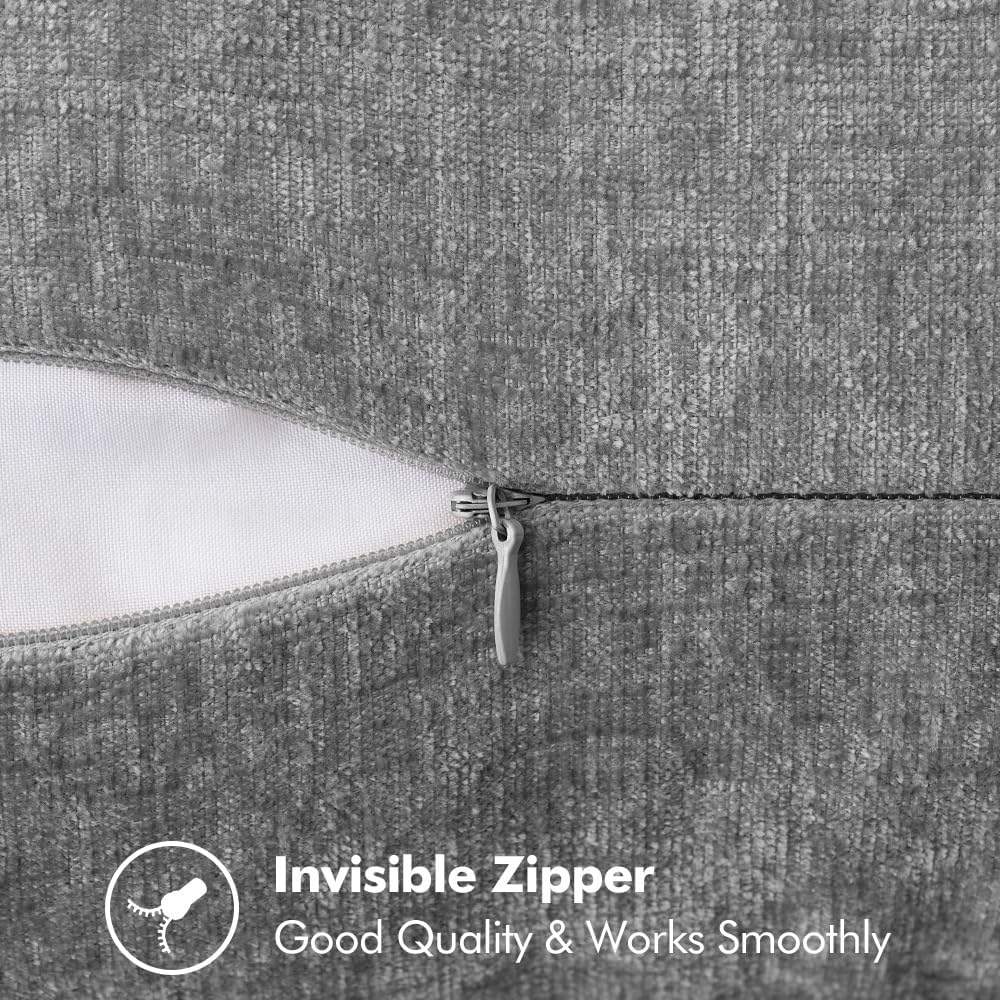 MIULEE Pack of 2 Couch Throw Pillow Covers 18x18 Inch Dark Gray Farmhouse Decorative Pillow Covers with Stitched Edge Soft Chenille Solid Dyed Spring Pillow Covers for Sofa Bed Living Room - Image 3