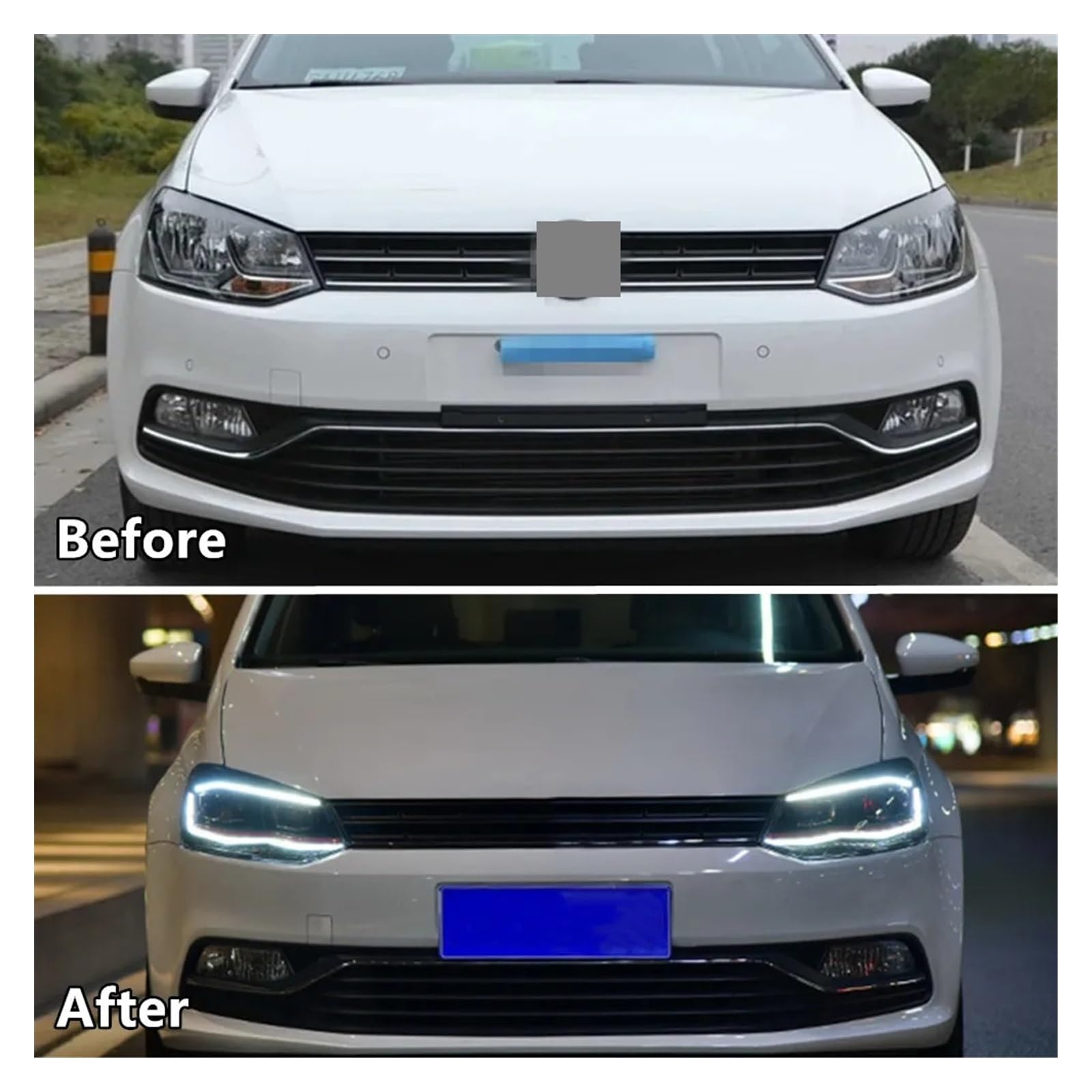 Fari Anteriori per Auto VW Polo 2011-2018 Accessori Aggiornamento DRL Indicatori di direzione Abbaglianti Anabbaglianti Gruppo luci (2 Pezzi fari-01)