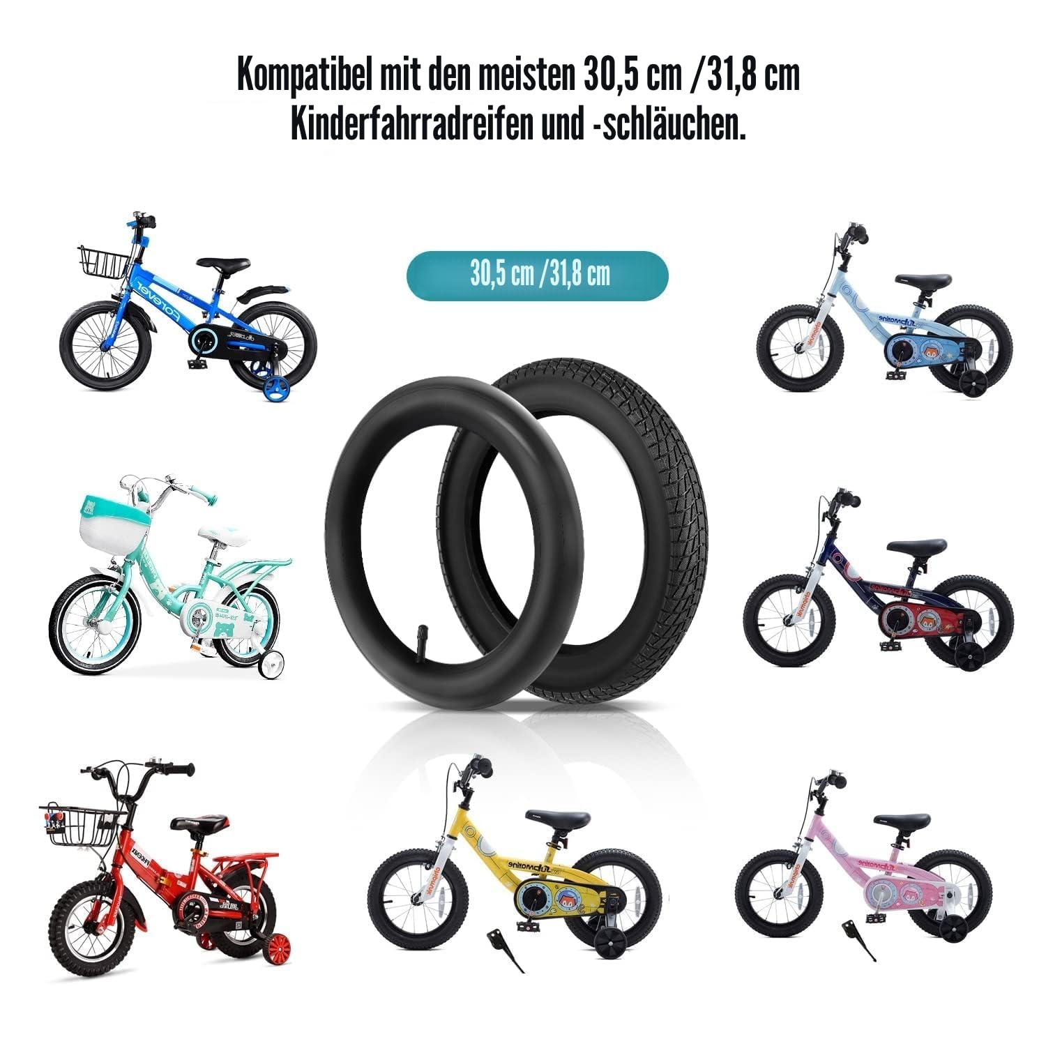 YunSCM Kid Bike Reifen 12.5 Zoll Mantel 57-203 12 1/2x2 1/4 (12.5x2.25) und 12/12.5 Zoll Schlauch Ventil kompatibel 62-203 12 1/2x2 1/4 54-203 Reifen und Schlauch
