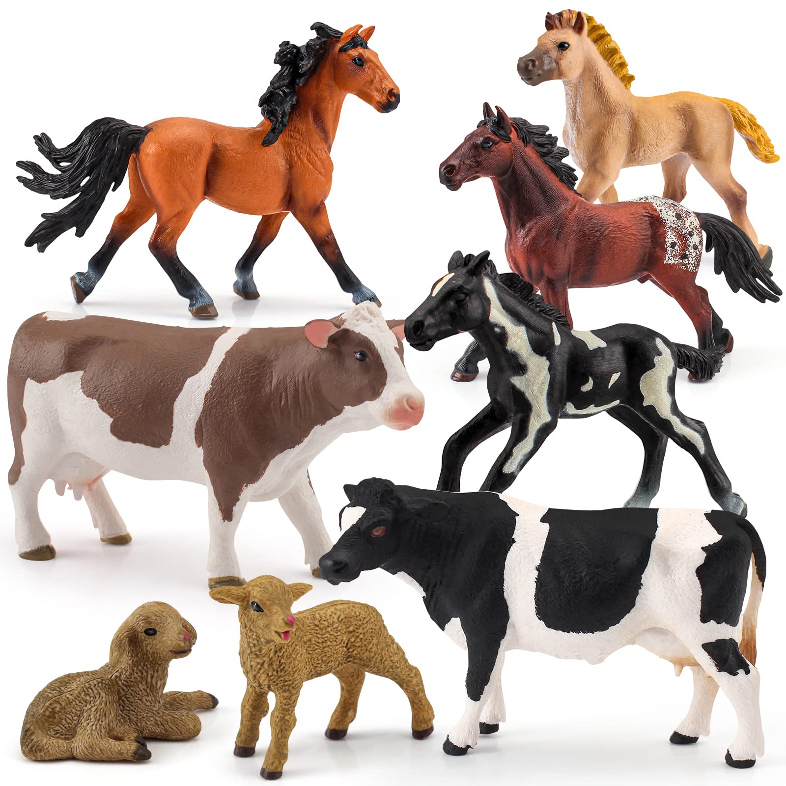 Amazon.co.jp: LC JoyCre ファームアニマルプレイセット 8ピース 牛 羊