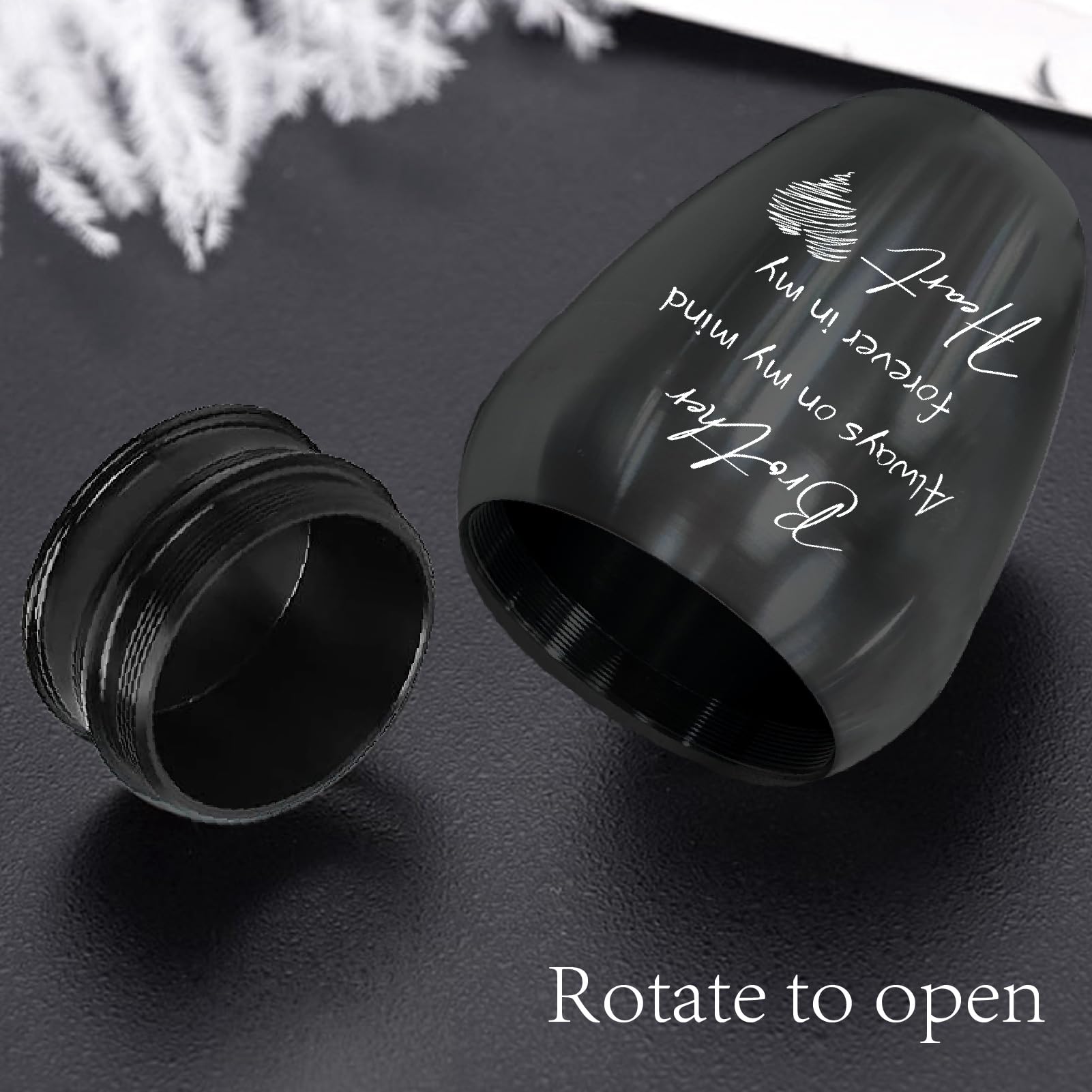 CREATCABIN Small Urns for Ashes Mini Keepsake Urns Alloy Miniature Ash Holder Unique Tiny Sharing Token Black Decorative Urns Cremation Urn Memorial Container for Loved Ones Brother 2.6x1.8Inch - Image 4