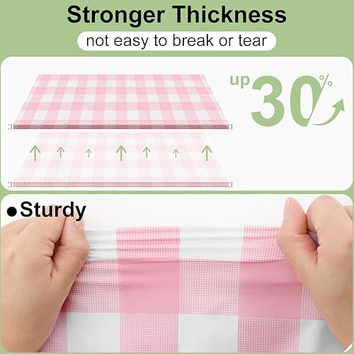 Vista 10 de misaya Paquete de 4 manteles desechables de búfalo, mantel de plástico impermeable de 54 x 108 pulgadas, manteles rectangulares a cuadros caqui