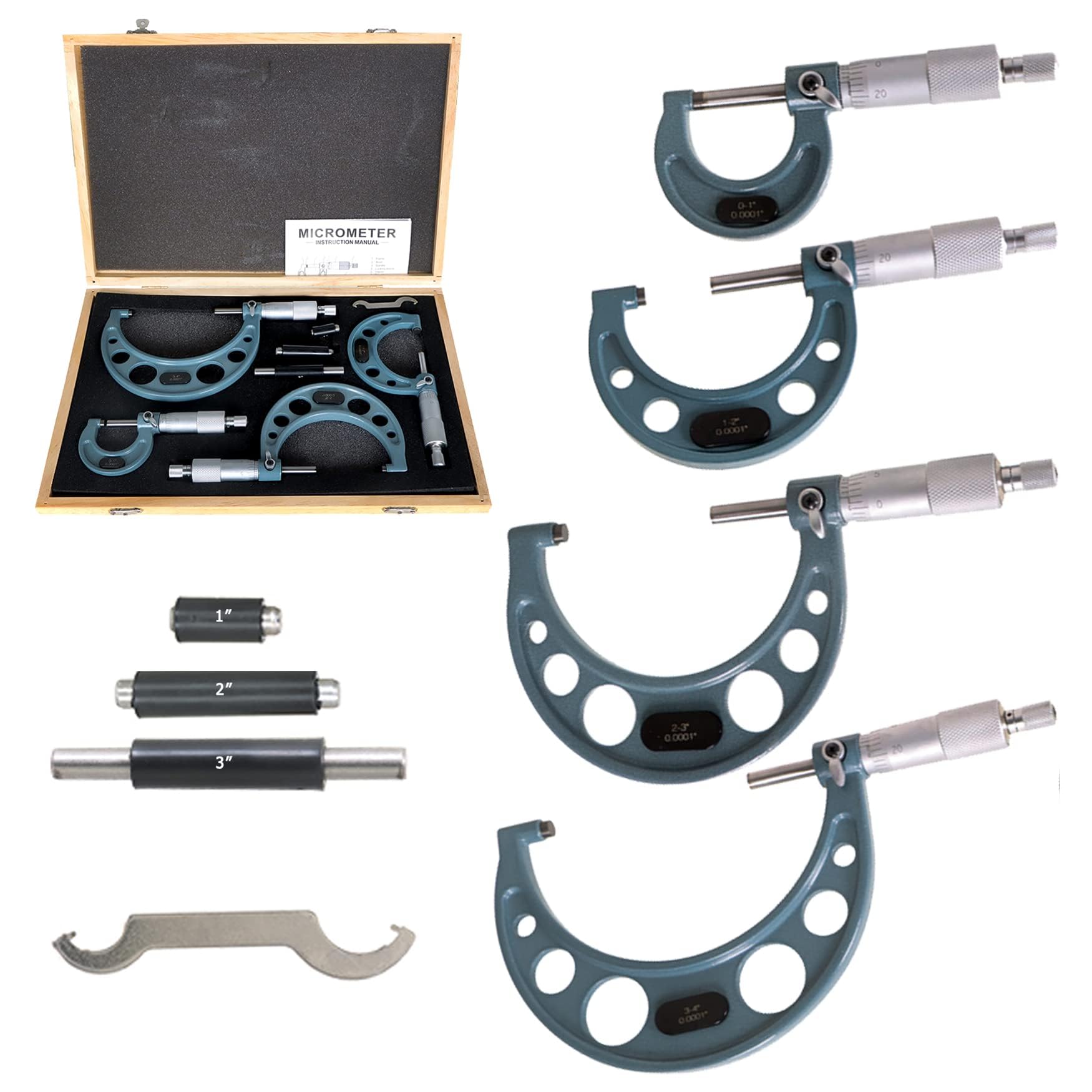 SOHNVWTGD 4Pcs 0-4 Inch 0.0001 Inch Outdoor Set Accuracy Carbide for Accuracy Measurement Work