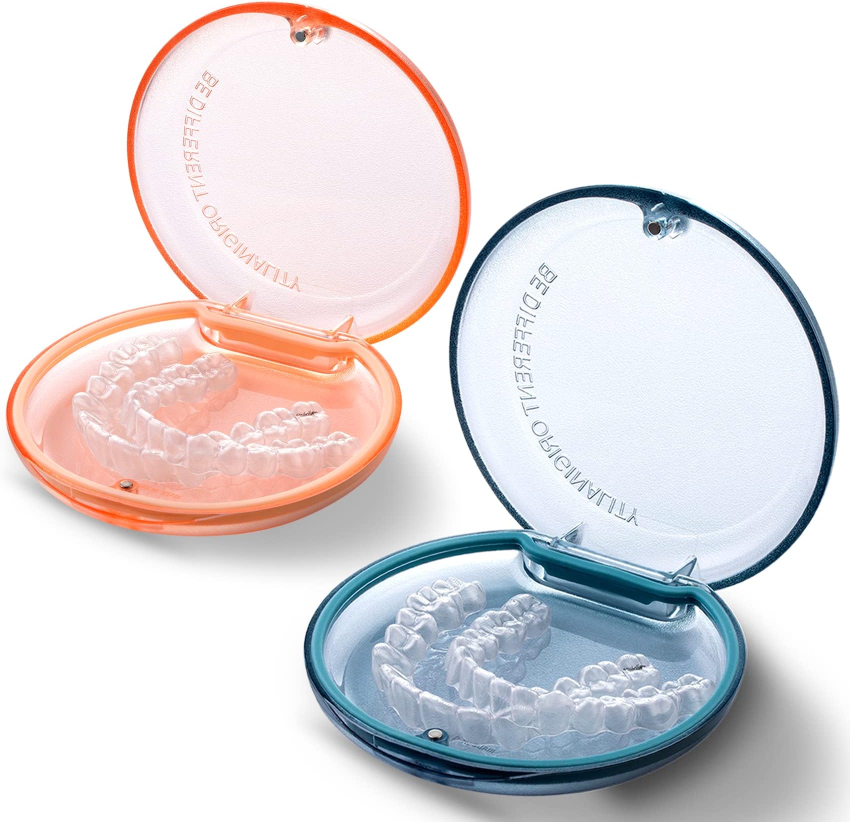 Retainer Case 2 Pack, Compatible with Invisalign, Slim Mouth Guard & Aligner Holder, Durable Portable Retainer Box with Easy Open Magnetic Closure for Travel, Adults & Teens