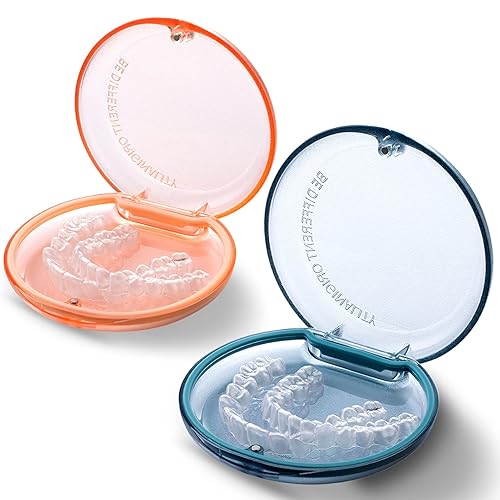 Paquete de 2 fundas de retención compatibles con Invisalign, protector bucal delgado y soporte para alineador, caja de retención portátil duradera