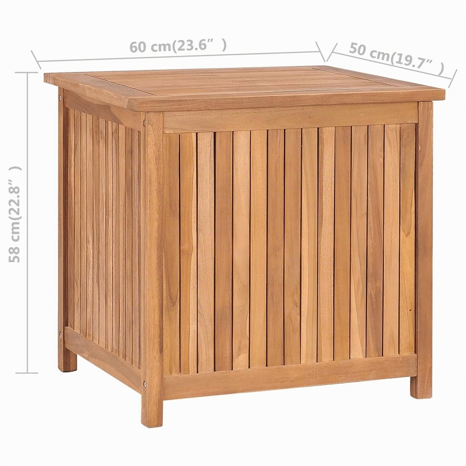 Festnight Auflagenbox Holz Garten Gartenbox Klein Kissenbox Kissentruhe Aufbewahrungsbox Gartentruhe Gerätebox Tischtruhe für Indoor und Outdoor 60x50x58 cm Massivholz Teak