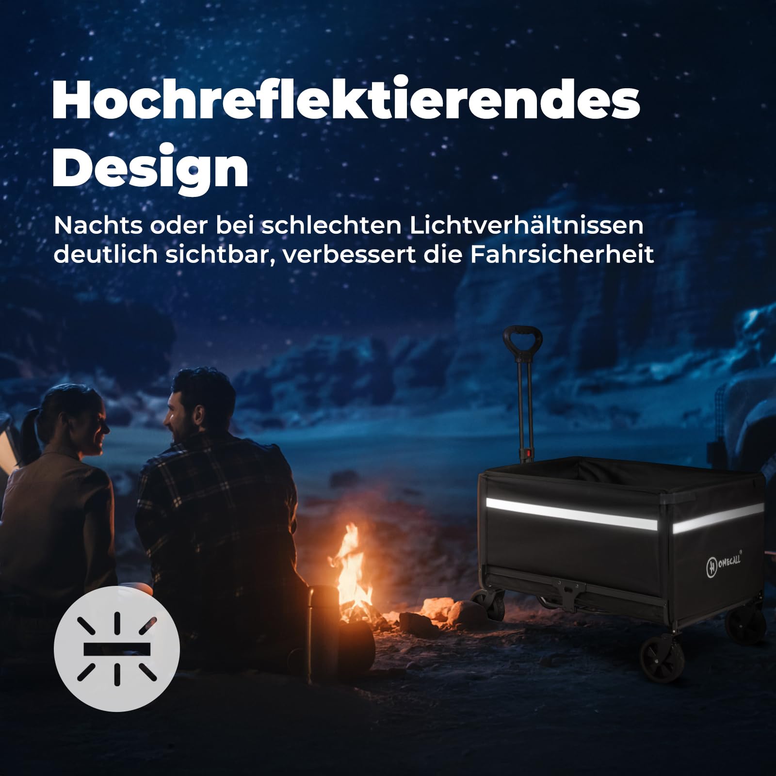 BTTN Inklapbare bolderkar, 120 liter, 160 kg draagvermogen, handwagen, opvouwbaar, met stille wielen, bolderkar voor tuin, camping, winkelen en picknick, opvouwbare transportwagen met stabiele wielen