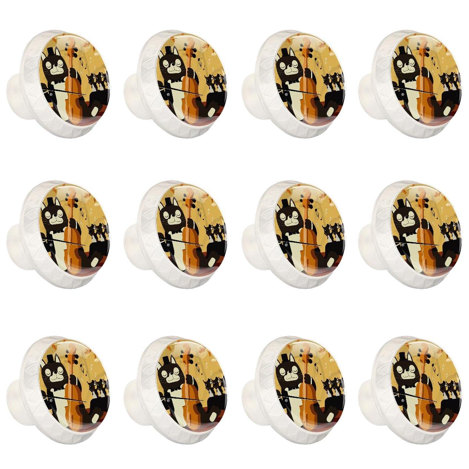 Boutons de placard de cuisine chat violon : lot de 12 poignées de meuble