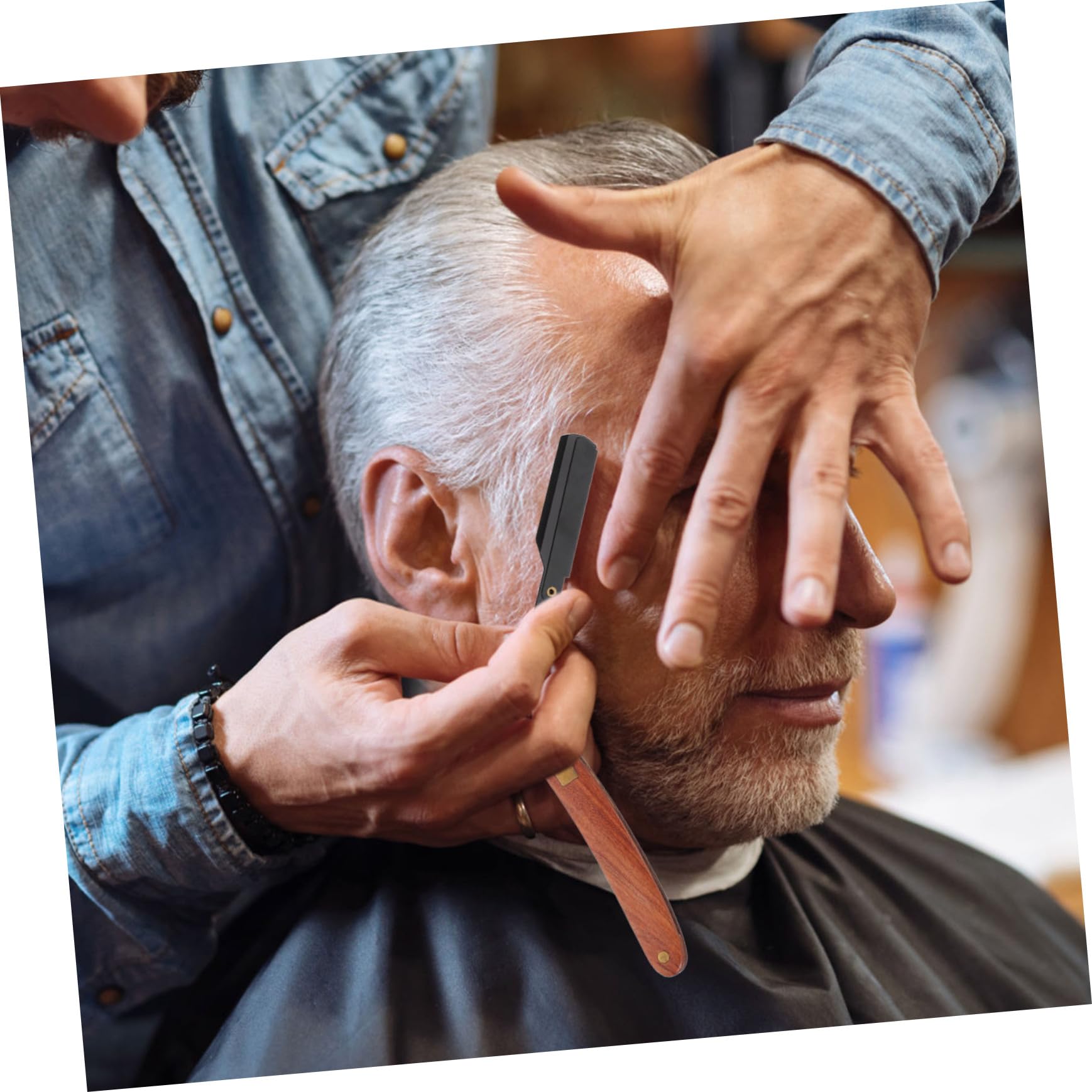 TOVINANNA Manual Razor for Men The Straight Razor Handle Safe Easy to Use Portable for Beard Sideburns