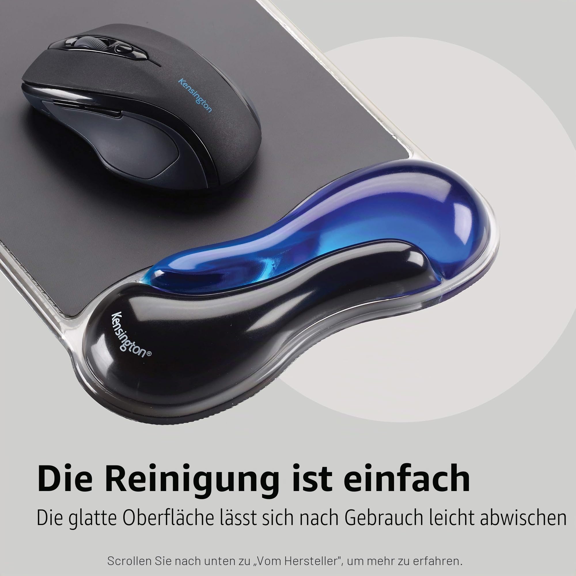 Kensington Duo Gel Keyboard Wrist Rest, Blue | Ergonomic Gel Cushioning, Non-Slip Base, Pairs Keyboard and Mouse Wrist Support, Cooling Comfort, Table | Ergonomische Gel-Dämpfung, rutschfeste Unterseite, paarweise Tastatur- und Maus-Handgelenkstütze, kühl