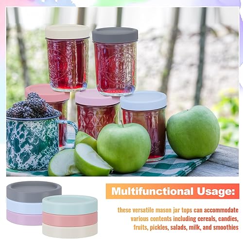 Miniatura 6 de 6 tapas de boca regular de silicona para frascos de masón, tapa gruesa a prueba de fugas para frascos Mason de boca regular, tapas reutilizables