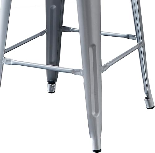 Miniatura 44 de Taburetes industriales modernos de metal con respaldo y 4 patas para barras, marca AC Pacific (juego de 2 unidades), Metal, Negro gastado Negro