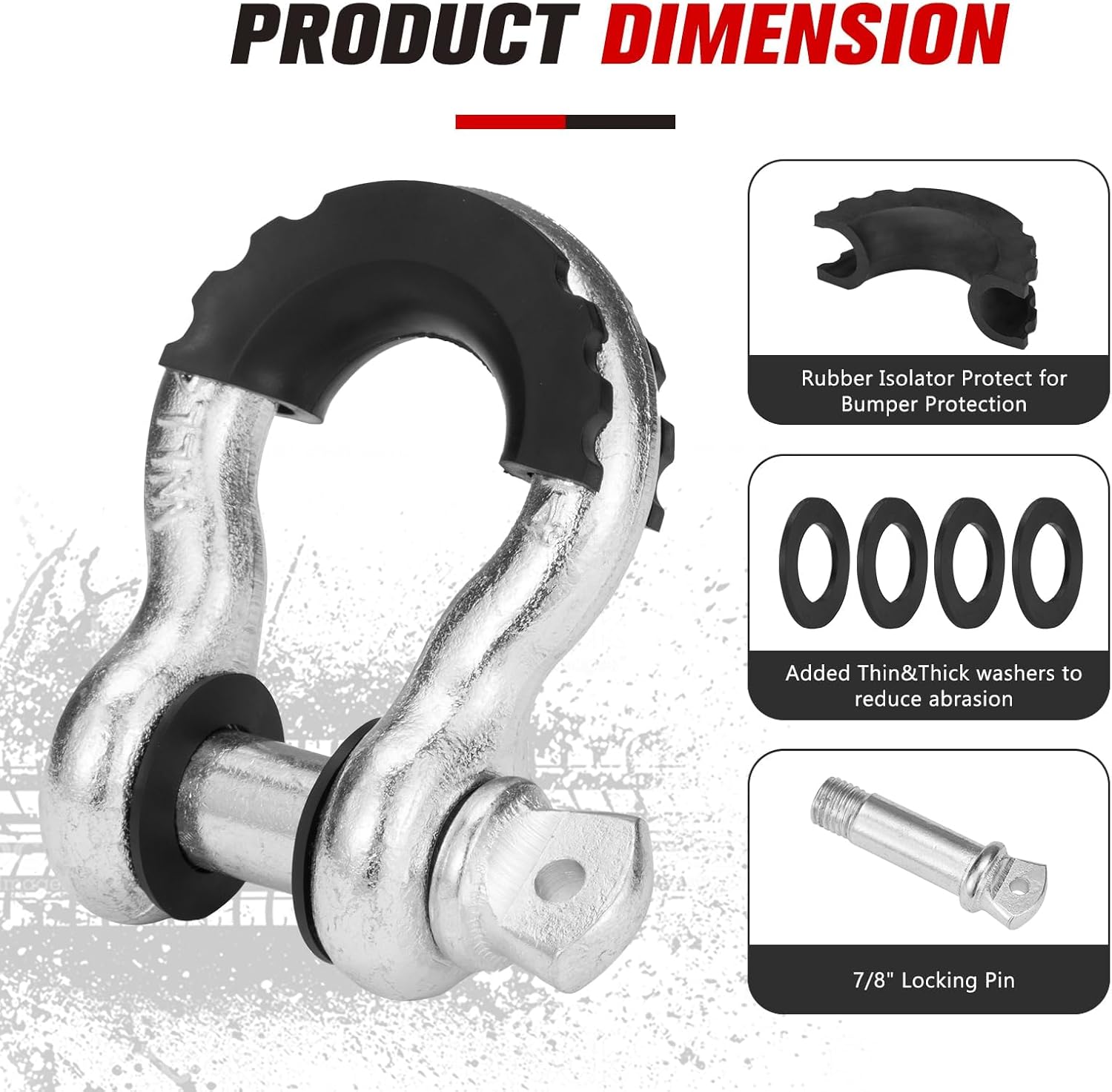 FieryRed 3/16” Winch Rope Cable with 3/4 Inch D Ring Shackle