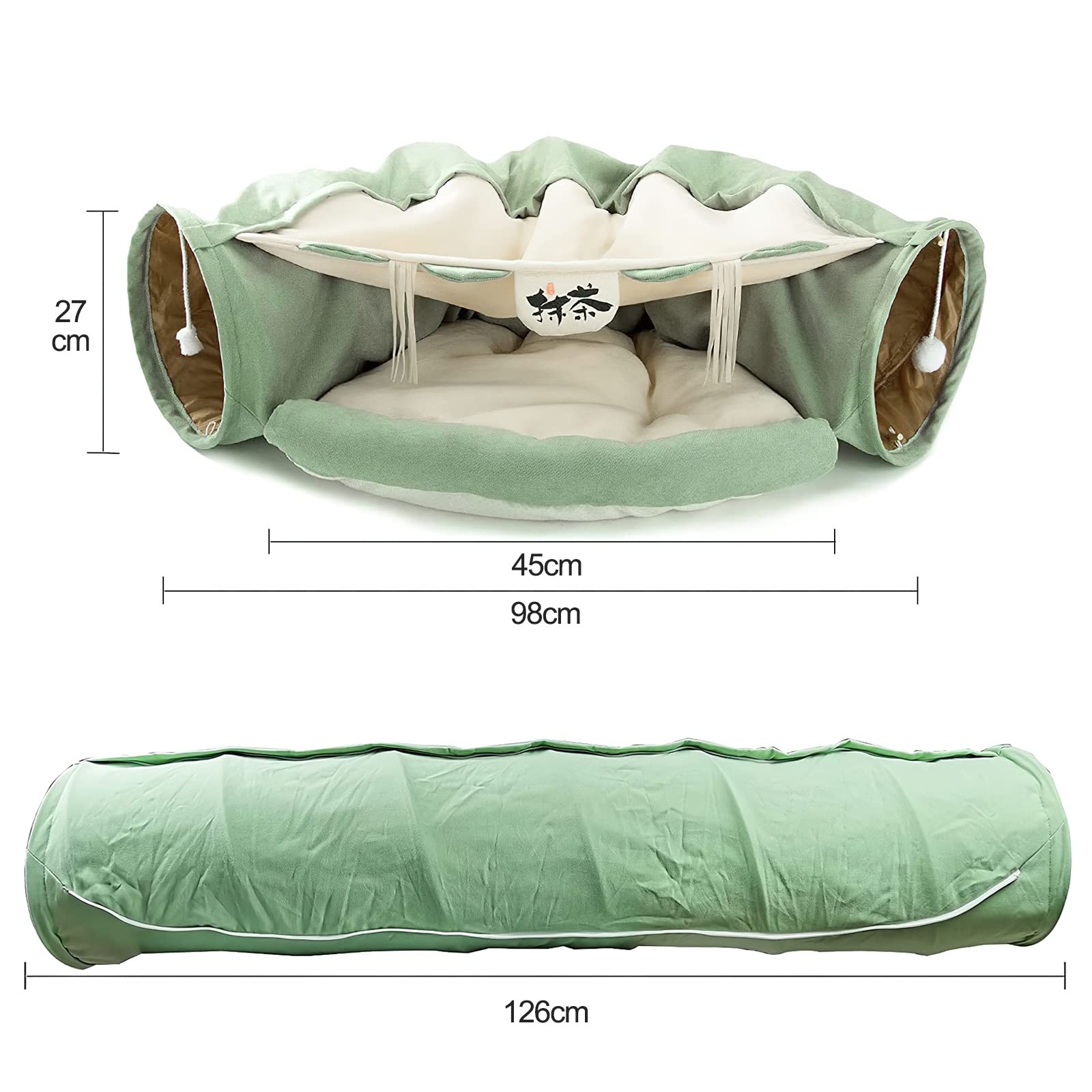 Tunnel Lit Pour Chats | Niche Tana à 3 Trous Avec Tunnel De