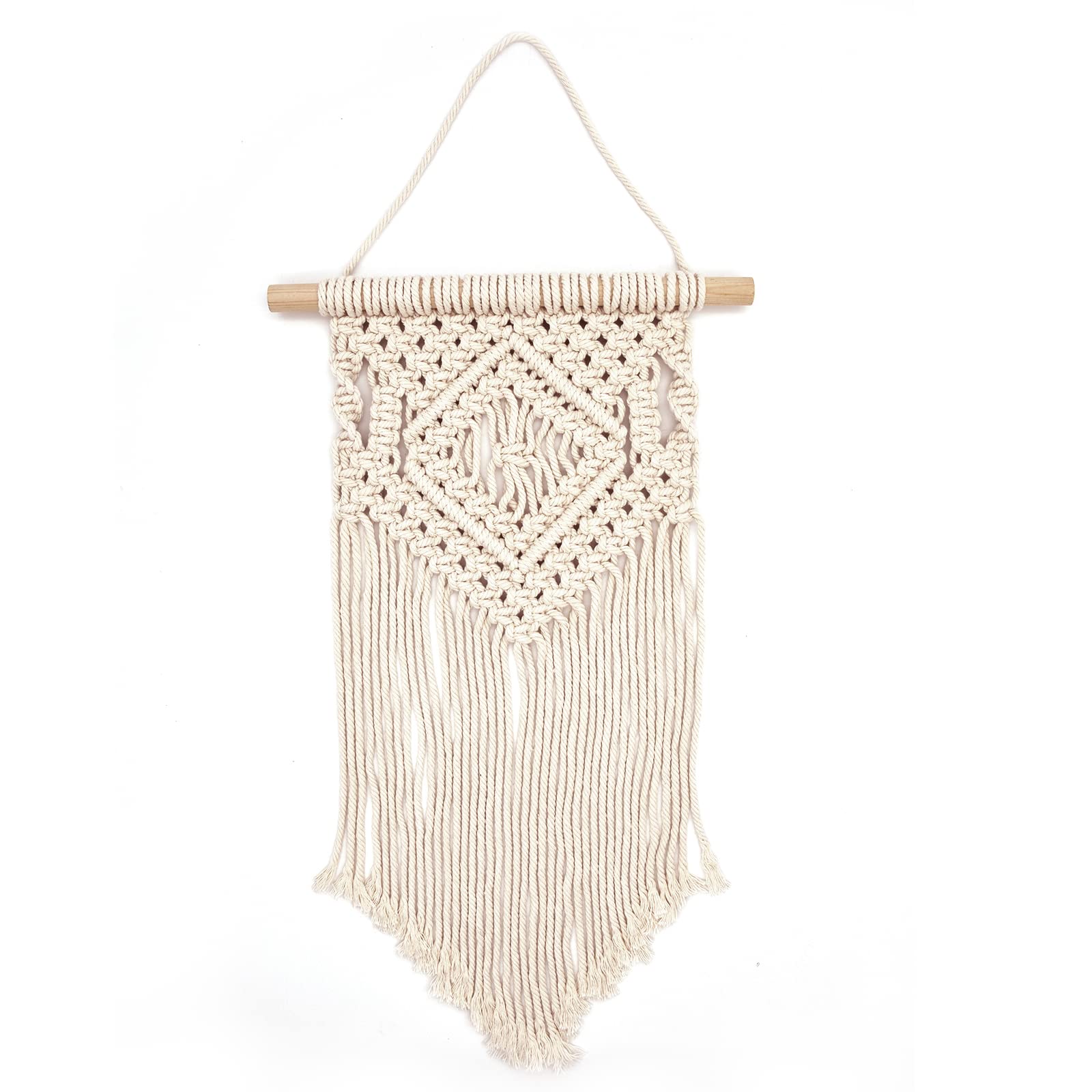 Bailinks Macrame Wall Hanging, Handmade Woven Tapestry Boho Chic Wall Decor for Bedroom, Livingroom, Apartment Dorm (A)