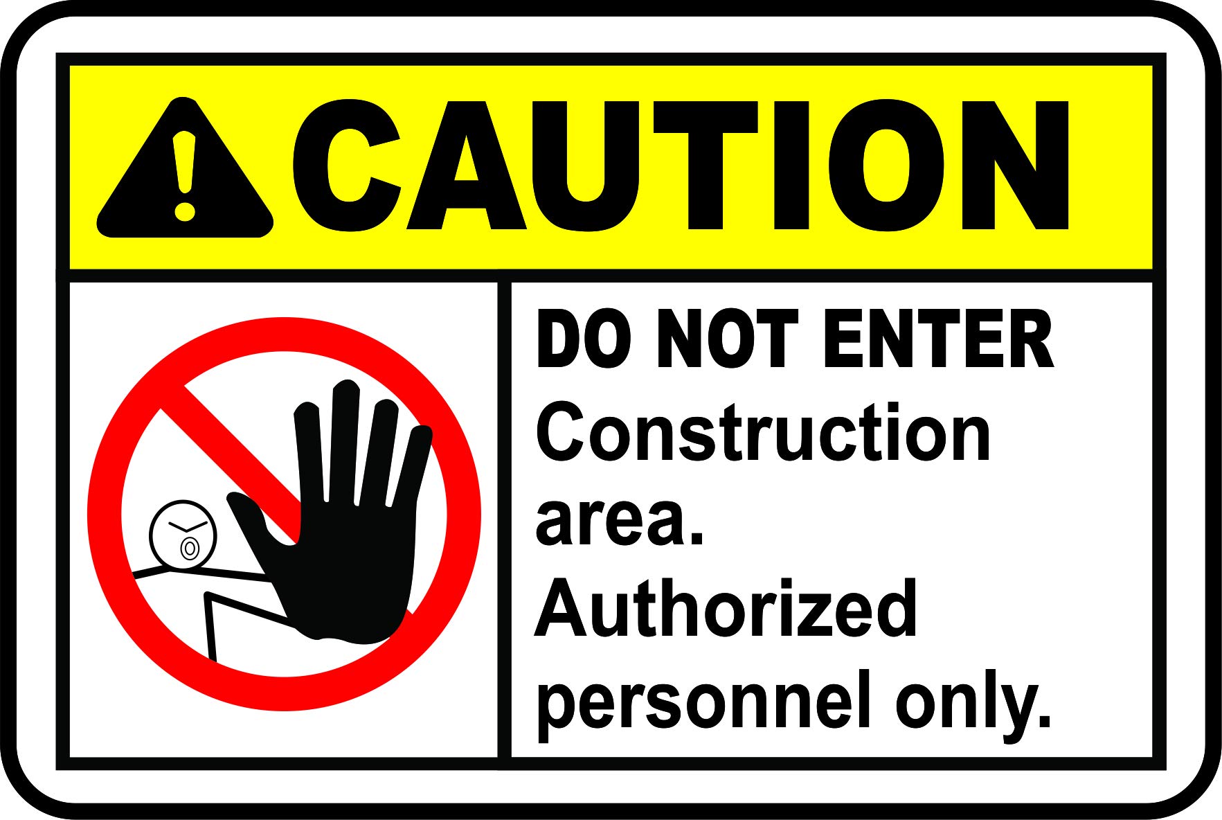 INDIGOS UG - Adhesivo de seguridad - Advertencia - Construction Area Do Not Enter Sign 914 mm x 1219 mm - Decal for Office - Oficina - Empresa - Escuela