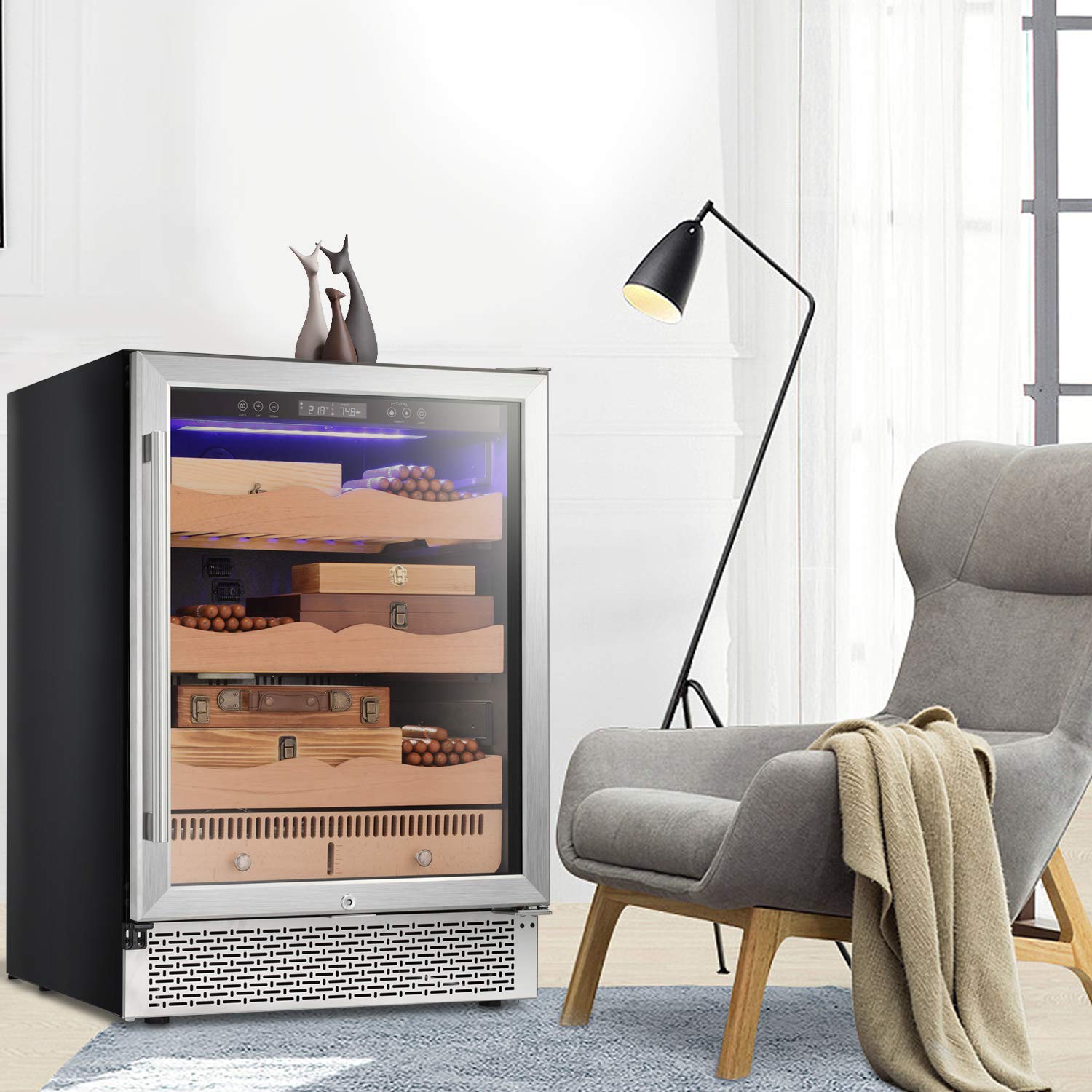 RMYHOME 24”Touch Control Stainless Cigar Free Standing