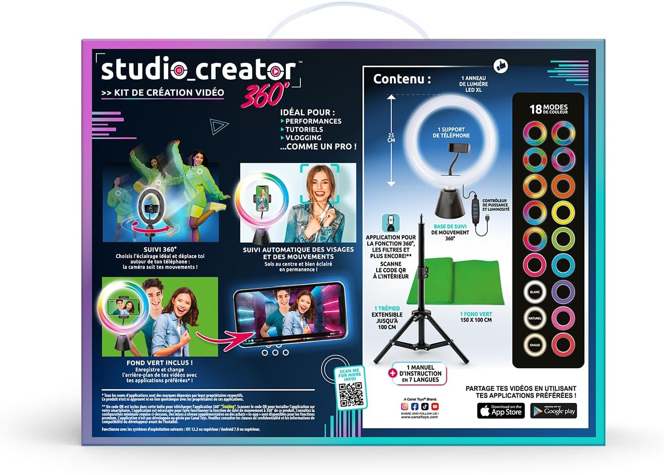 Studio Creator 360 Video Maker Kit, 360 Motion Tracking, LED Ring Light, XL Green Screen, TikTok, Youtube, Influencers