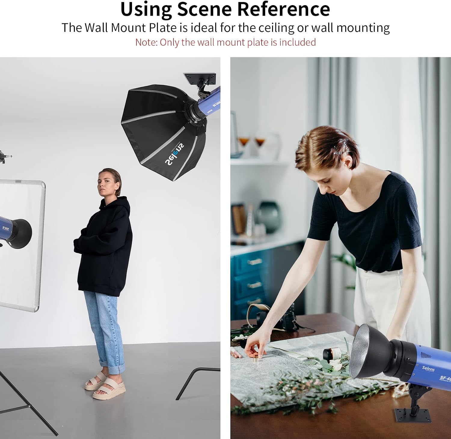 Selens 6.2 inch Wall Ceiling Mount, Baby Pin Wall Plate with 5/8" Stud Adapter for Photo Studio Light Stand Flash Accessories