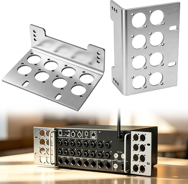 Orejas de rack de acero inoxidable para Behringer XR16, XR18, SD18 y Midas MR16, MR18 | Integradas de 8 agujeros para mezcladoras digitales X Air Series, ahorran espacio en rack, permiten el enrutamiento de cables traseros, no se flexionan ni se agrietan, fáciles de instalar por tu cuenta