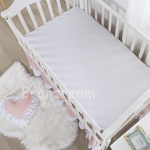 Miniatura 6 de Brandream Juego de ropa de cama de bebé rosa para niñas, ropa de cama de bebé con volantes de princesa, 3 piezas