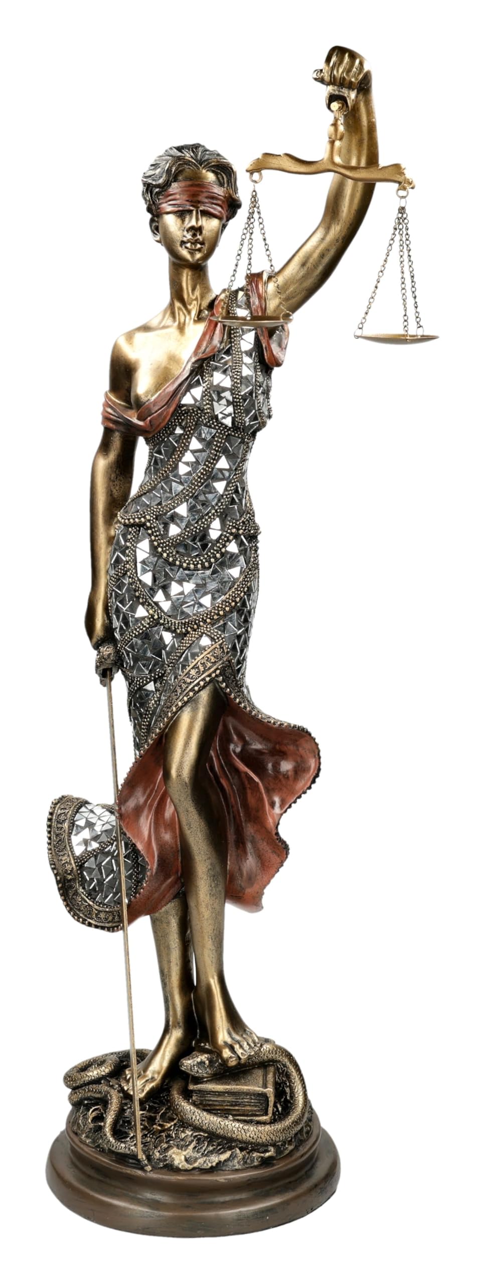 Figuren Shop GmbH Justitia Figur – Moderne Darstellung der Göttin der Gerechtigkeit (82 cm) – handbemalte Kunststein-Skulptur – Edle Deko für Kanzlei, Büro & Notariat – Geschenkidee für Juristen