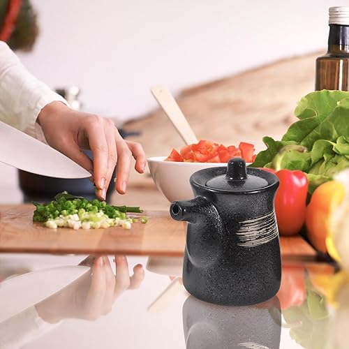 Miniatura 6 de Dispensador de aceite y vinagre de cerámica, dispensador de vinagre de salsa de soja, botella dispensadora de aceite de oliva de mesa de cerámica,
