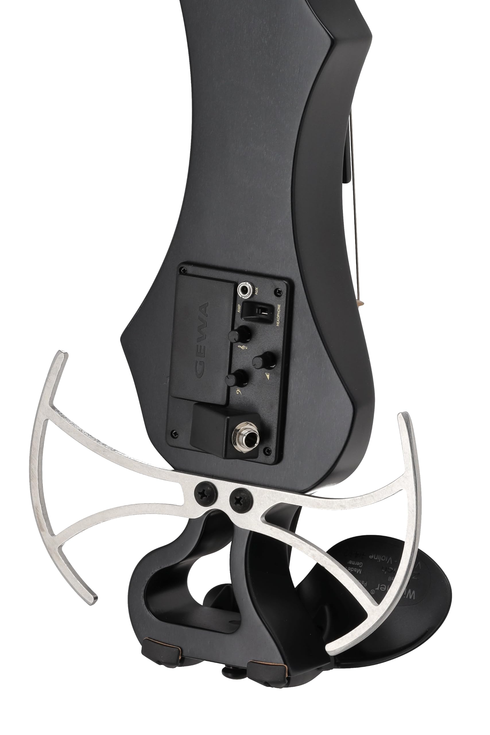 Violino elettrico GEWA, violino elettronico, Novita 3.0 nero con adattatore per poggiaspalla, 5 corde