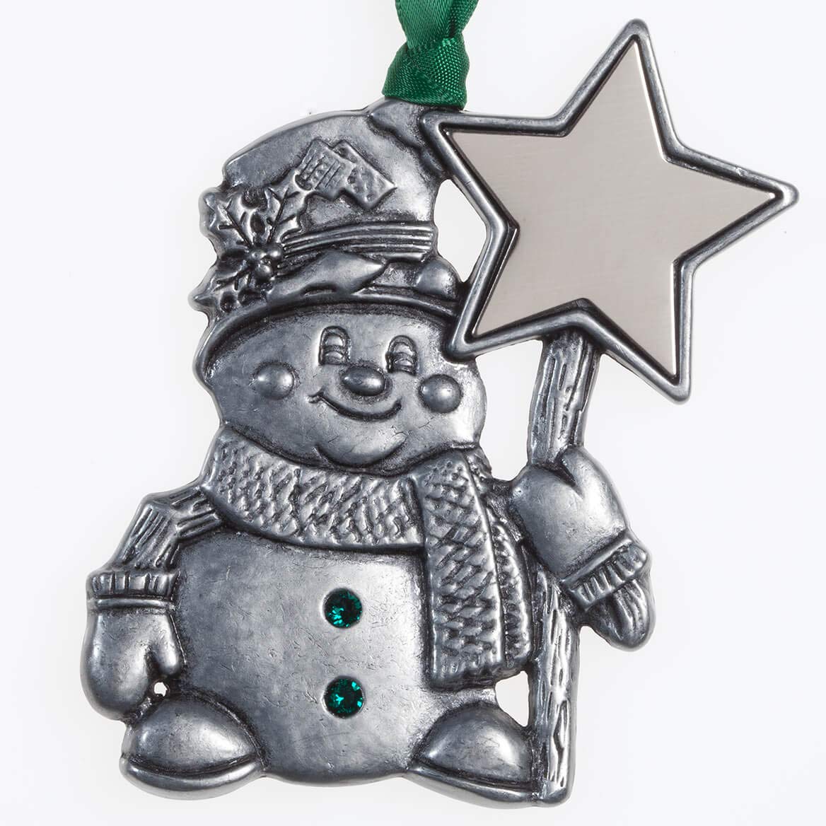 Custom Pewter Birthstone Snowman Ornament, May