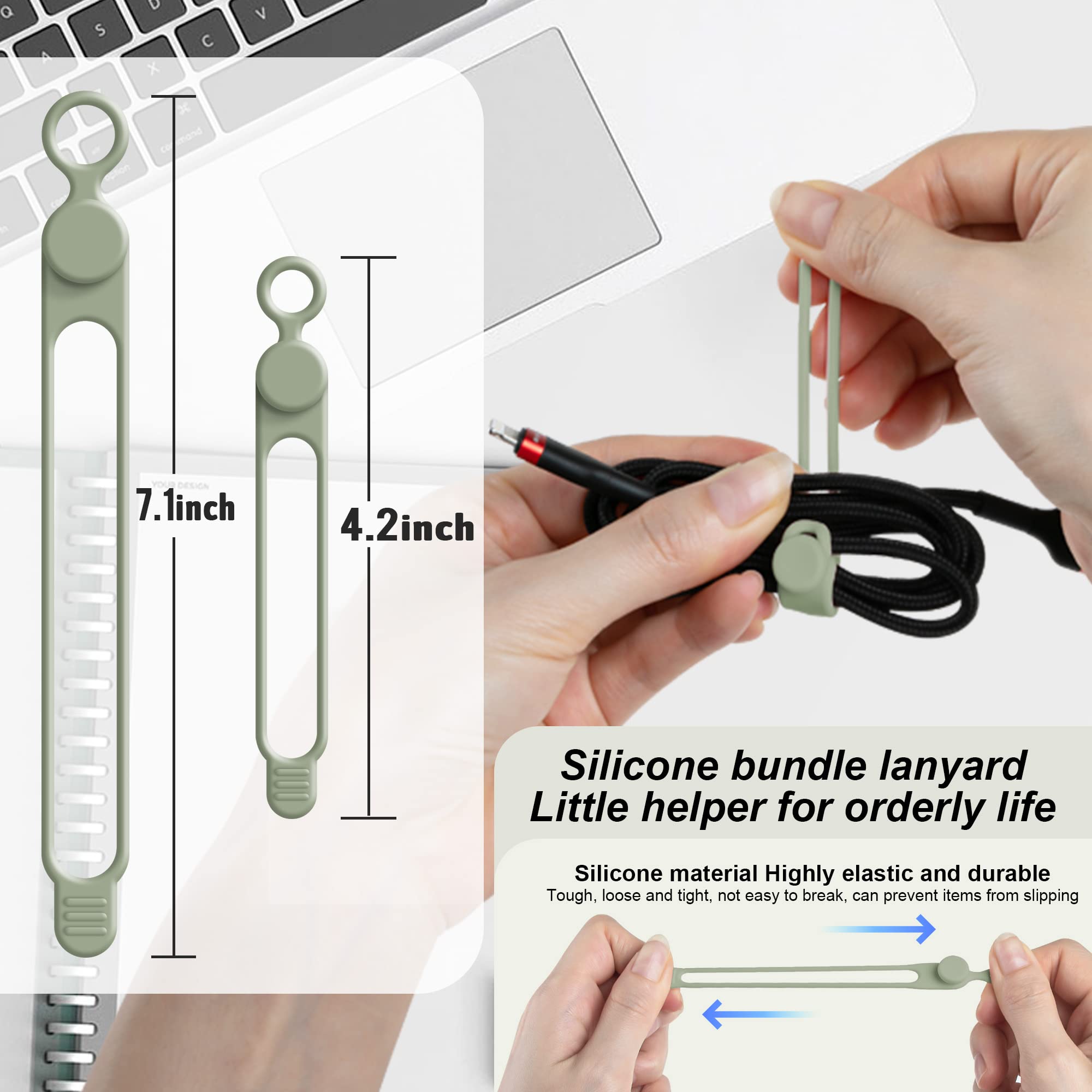 Paquete De 30 Bridas De Silicona Para Cables: Reutilizables, Lavables, Bloqueables, Ajustables Y De Alta Elasticidad. | Leroy Merlin