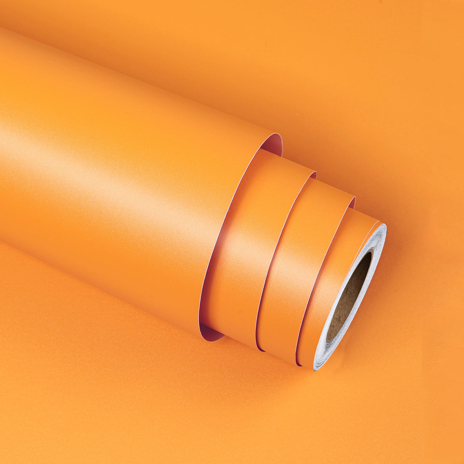 Stickyart Self-Adhesive Paper for Furniture Orange 40cmx400cm Self-Adhesive for Furniture Wall Covering Self-Adhesive Wallpaper Orange Waterproof Kitchen Decoration Vinyl Film Self-Adhesive for — image 1
