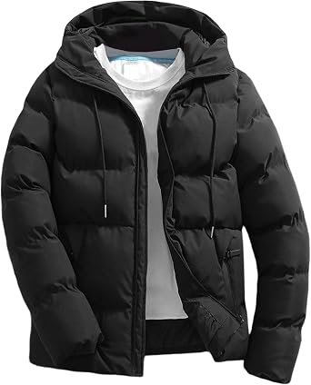 Mens Winter Insulated Thick Puffer Outwear Warm Ski Jacket Waterproof Hooded Thicken Padded Parka Hoodie