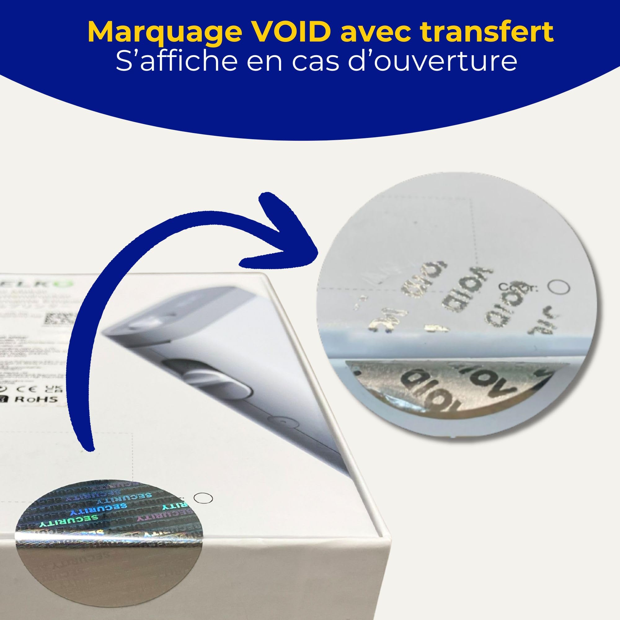 AVERY - 1000 étiquettes holographiques de sécurité Ø37 mm, VOID avec transfert, autocollants polyester inviolables compatibles impression laser, anti-fraude et anti-contrefaçon