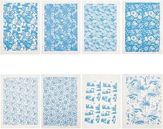 BENECREAT 8 Styles Töpfer-Keramik-Ton-Transferpapier, 53x38cm Kleine Blumen, Blaue Und Weiße Porzellan-Keramik-Aufkleber, Töpferei-Unterglasur-Blumenpapier Für Töpferei, Emaille-Aufkleber