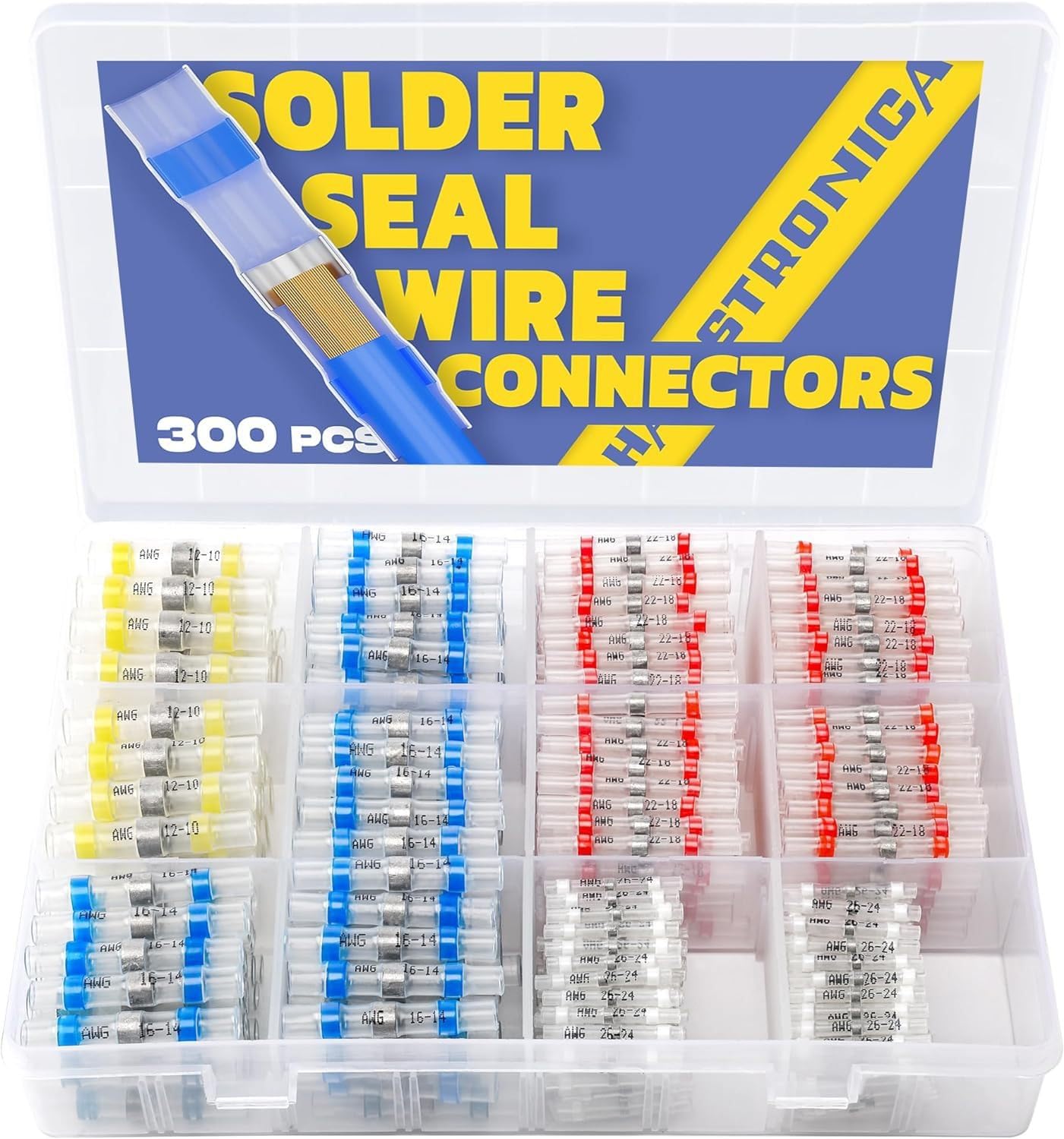 Heat Shrink Solder Seal Butt Connectors Kit,Waterproof Wire Butt Splice Connectors Heat Shrink for Marine Automotive Boat Truck