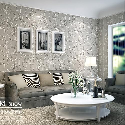 Q QIHANG DAWEI - Papel tapiz no tejido con diseño de rosas en relieve 3D para dormitorio, color gris crema, 1.73 pies de ancho x 32.8 pies de largo disponible en Yaxa Colombia