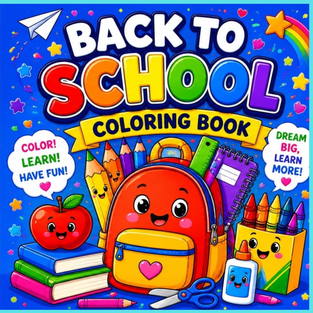 Back to School Coloring Book: Fun and Easy Designs for Kids Featuring Classrooms, School Supplies, Friends, and First Day Adventures: A Fun Coloring ... Backpacks, Teachers, Playgrounds, and More