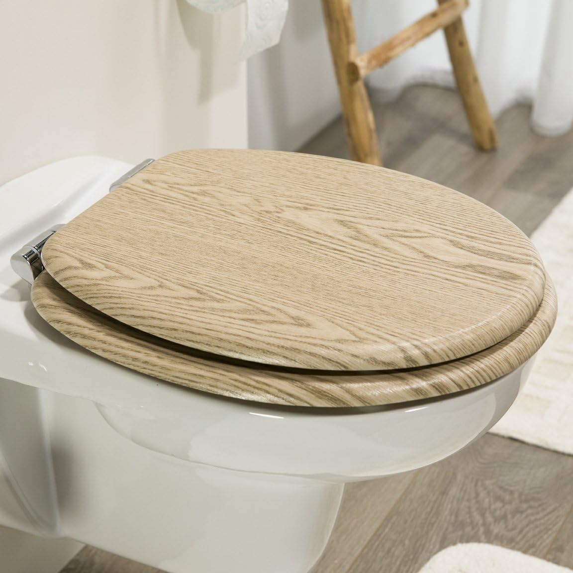 Tiger Steigerhout 252022546 Toilet Seat with Soft-Closing Mechanism - Natural Wood Look