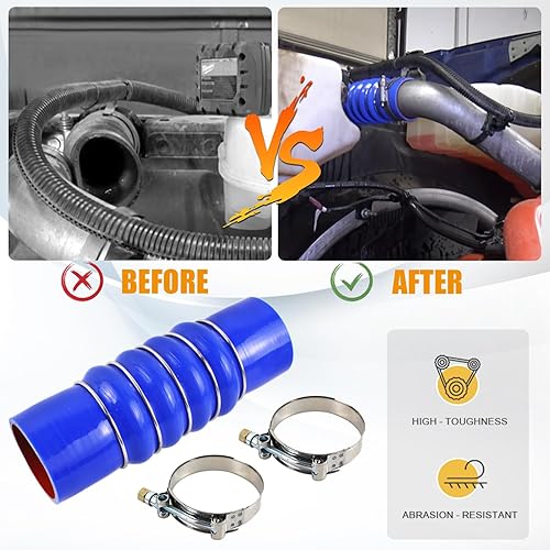 Miniatura 4 de Material de silicona Manguera de refrigerante superior del radiador con abrazaderas compatible con Kenworth Paccar Peterbilt reemplaza a F50-6308