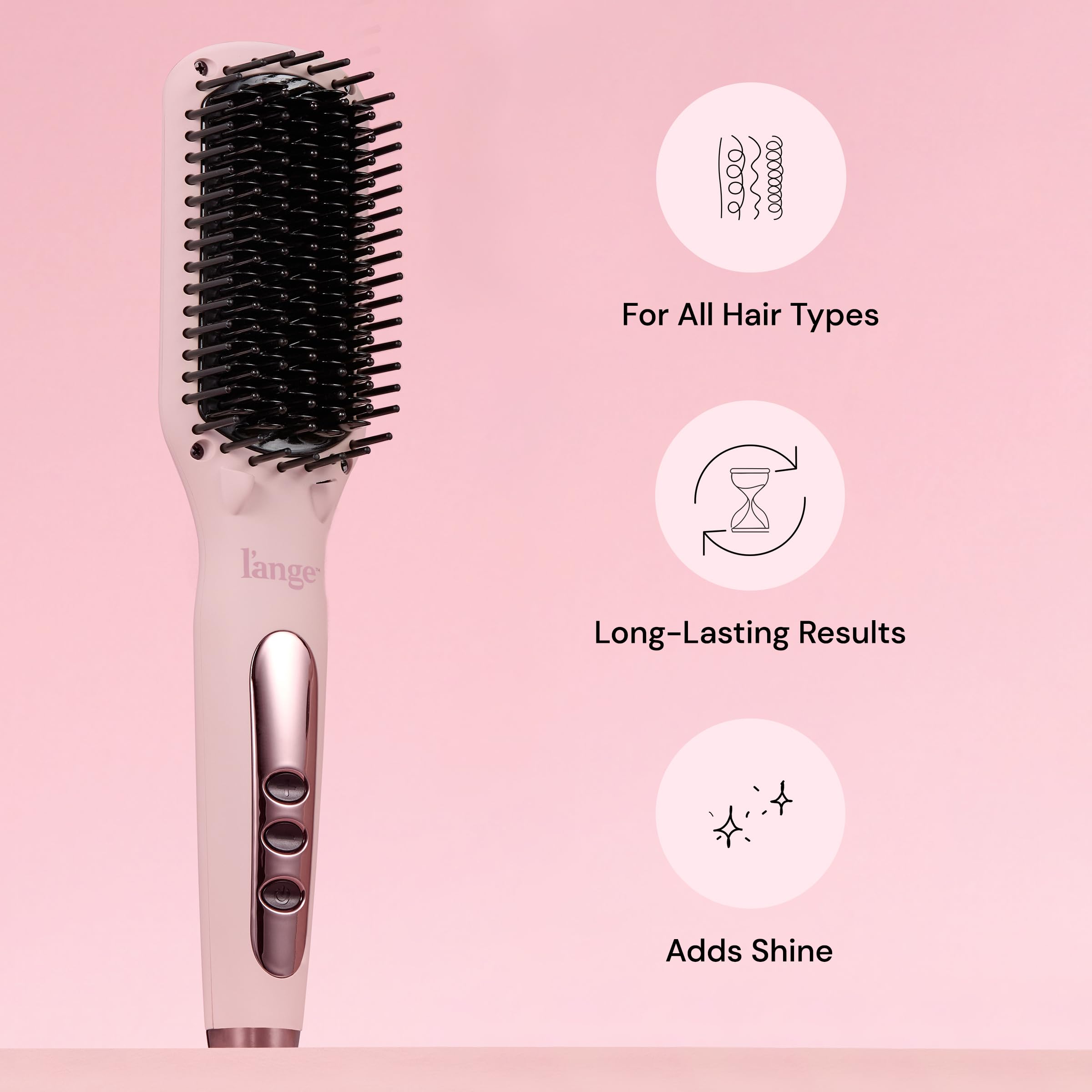 L'ANGE HAIR Le Vite Straightening Brush | Heated Straightener Flat Iron for Smooth, Anti Frizz Hair | Dual-Voltage Electric Brush Straightener | Hot Brush for Styling