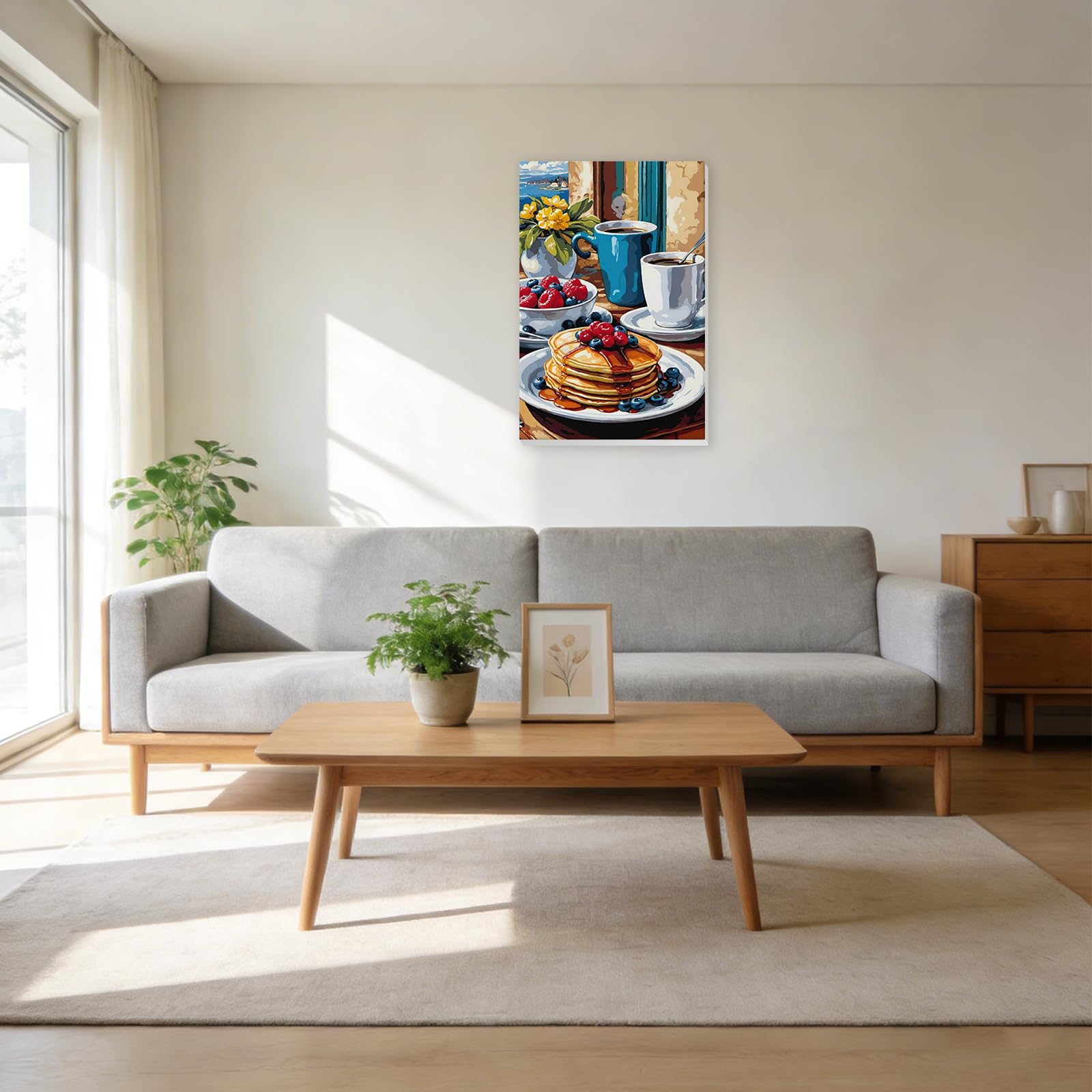 EOBROMD Dipingere con i Numeri Adulti con Telaio, Colazione Paint by Numbers, Kit di Pittura Acrilica Fai-da-Te per Adulti con Pennelli Pittura a Pigmento Acrilico 20x30cm - 3