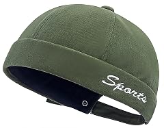 DIYDECAL Retro Brimless Skullcap Hat Docker Cap Sailor Worker Hat Beanie Hat for Mens