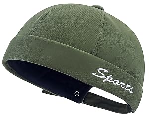 DIYDECAL Retro Brimless Skullcap Hat Docker Cap Sailor Worker Hat Beanie Hat for Mens