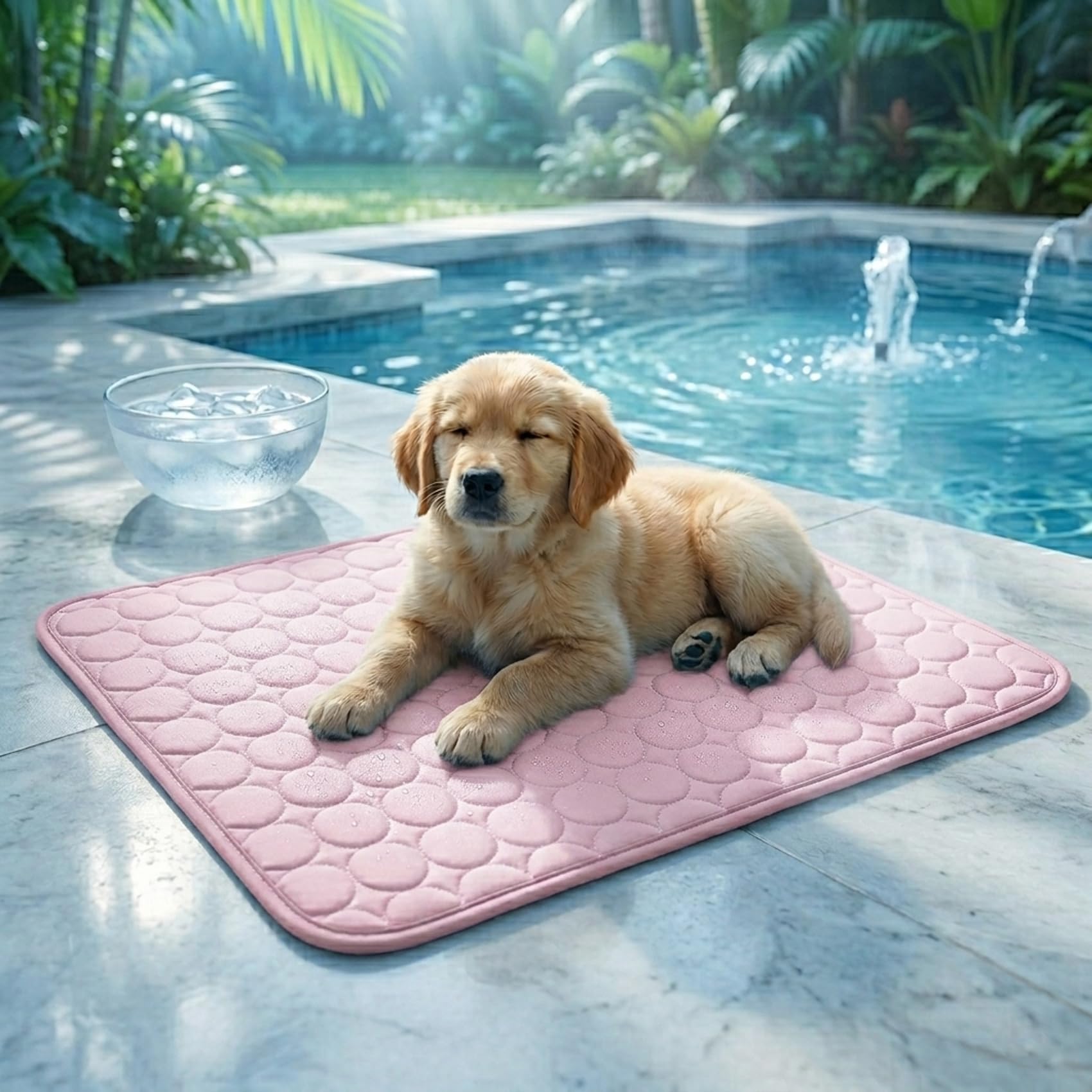 ChillPaws Cooling Mat Washable Ice Silk Breathable Blanket，Pink, 70 * 55CM